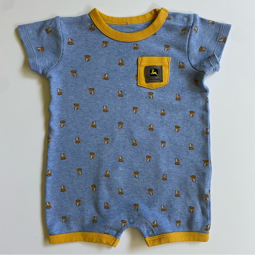 John Deere Baby Outfit Size 3 6 Months Tractor Patch One Piece Cotton Romper